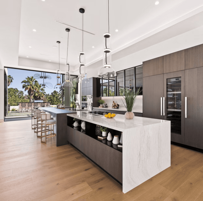 Cambria counter in a very modern chic kitchen kitchen