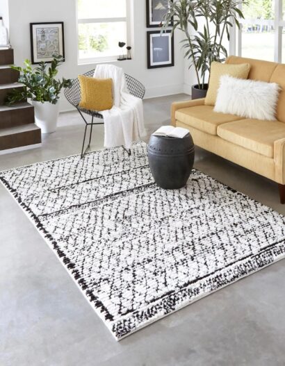 Plush shag area rug in a living area